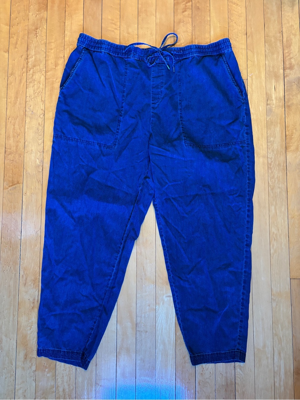 EUC Eileen Fisher Blue Chambray Denim Tapered Drawstring Pants | Women’s Plus 1X